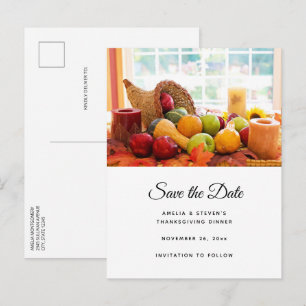 Farmhouse Cornucopia Harvest Table Announcement Postcard