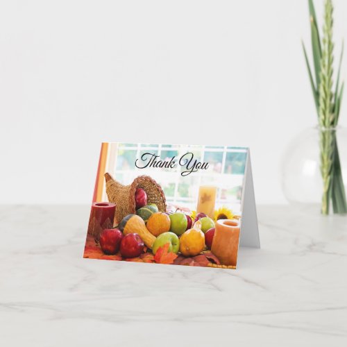 Farmhouse Cornucopia Harvest Table Thank You Card