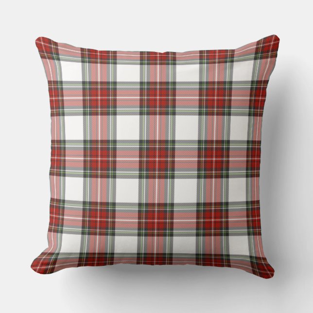 Farmhouse Cottage Christmas Plaid Tartan Accent Throw Pillow (Front)