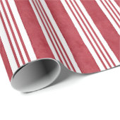 Farmhouse Cottage French Red Ticking Stripe Gift Wrapping Paper (Roll Corner)