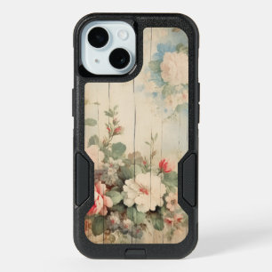 Farmhouse Cottage Rustic Floral on Barn Siding iPhone 15 Case