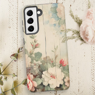 Farmhouse Cottage Rustic Floral on Barn Siding Samsung Galaxy S21 Case