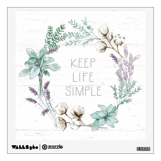 Farmhouse Cotton Typography - Keep Life Simple Wall Decal (Front)