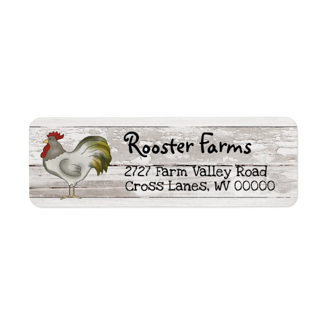 Farmhouse  Country  Address Label with Rooster (Front)