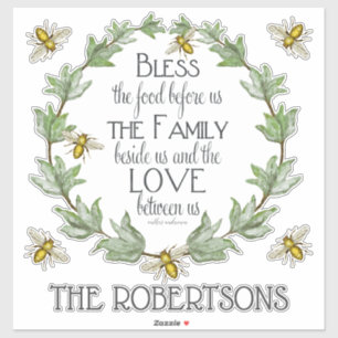 Farmhouse Country Bees, Wreath n Family Name Sticker