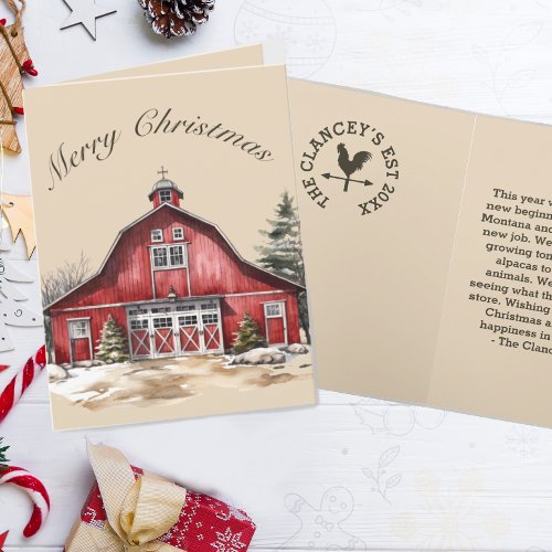 Farmhouse Country Christmas Custom Message Holiday Card