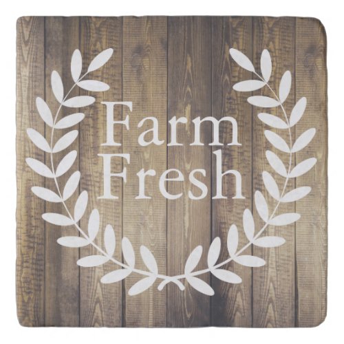 Farmhouse Country Farm Fresh Laurels Wooden Planks Trivet