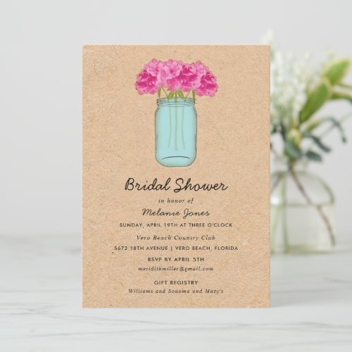 Farmhouse Country Mason Jar Bridal Shower Party Invitation