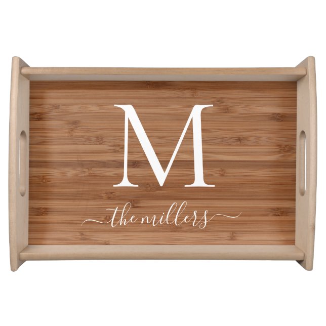 Farmhouse Country Monogram Wood Name Serving Tray (Front)