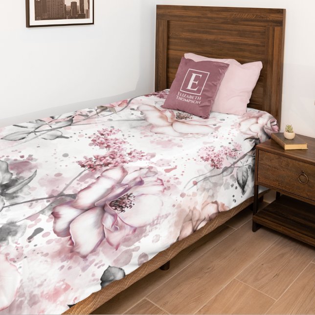 Farmhouse Country Pink and Purple Floral Botanical Duvet Cover (Creator Uploaded)