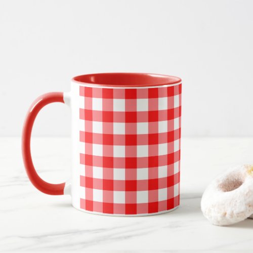 Farmhouse Country Red Gingham Check Combo Mug