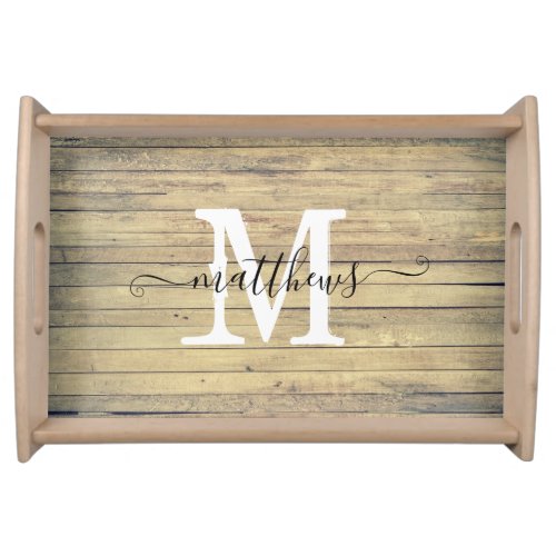 Farmhouse Country Rustic Beach Wash Lake Monogram  Serving Tray