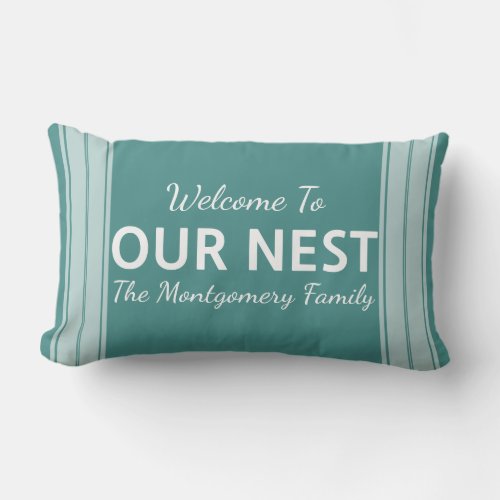 Farmhouse Country Welcome To Our Nest Family Name Lumbar Pillow