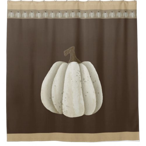 Farmhouse Country White Pumpkin Shower Curtain 