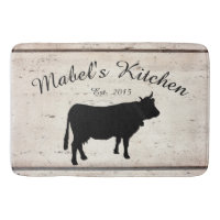 Farmhouse Cow Monogram Kitchen Mat