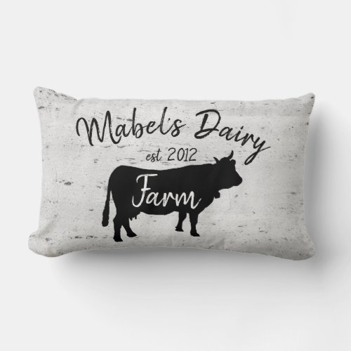 Farmhouse Cow Monogram Lumbar Pillow