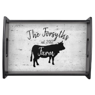 Farmhouse Cow Monogram Serving Tray