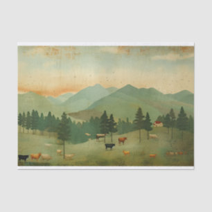 Farmhouse cow Vintage decoupage Tissue Paper