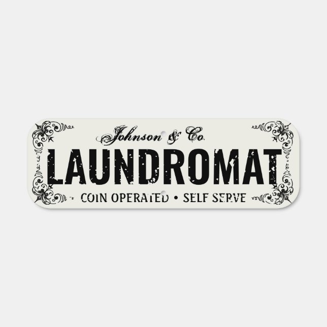 Farmhouse Cream Retro Laundry Room Family Sign (Front)