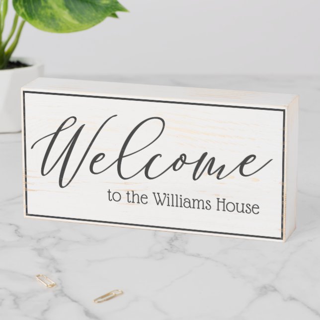 Farmhouse Custom House Welcome Wooden Box Sign (In Situ Horizontal)