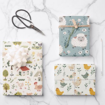 Farmhouse Cute Animals Wrapping Paper