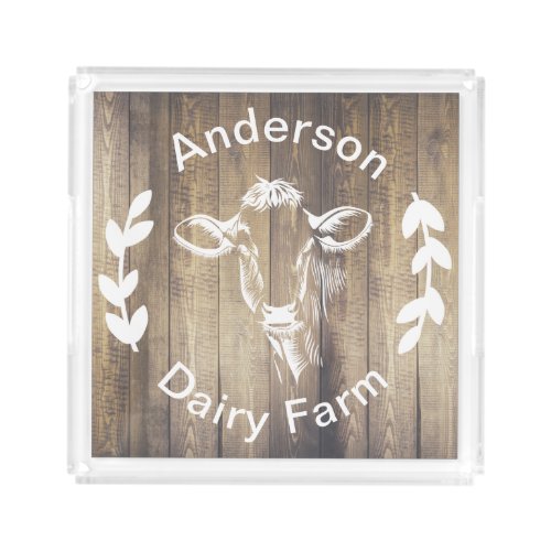 Farmhouse Dairy Farm Cow  Laurels Acrylic Tray