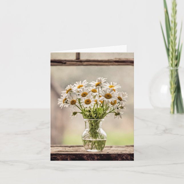 Farmhouse Daisy Bouquet Note Card (Front)
