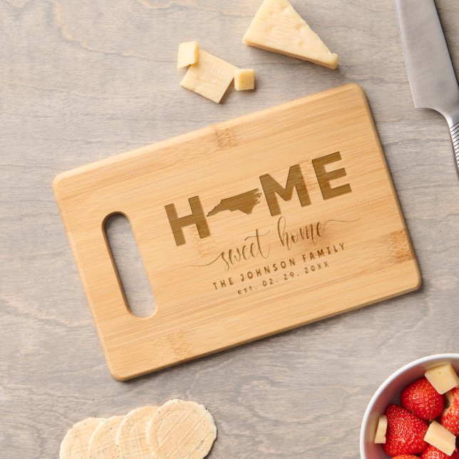 Farmhouse Decor North Carolina Etched Wood Engraved Cutting Board (Cheese)