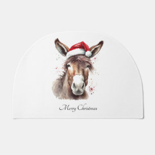 Farmhouse Donkey Christmas Porch Welcome Doormat