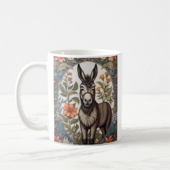 Farmhouse Donkey William Morris Inspired  Coffee Mug (Left)