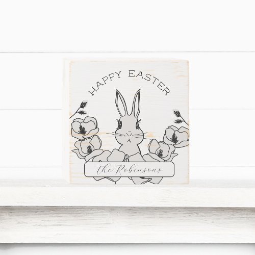 Farmhouse Easter Bunny Magnolia Flower  Wooden Box Sign