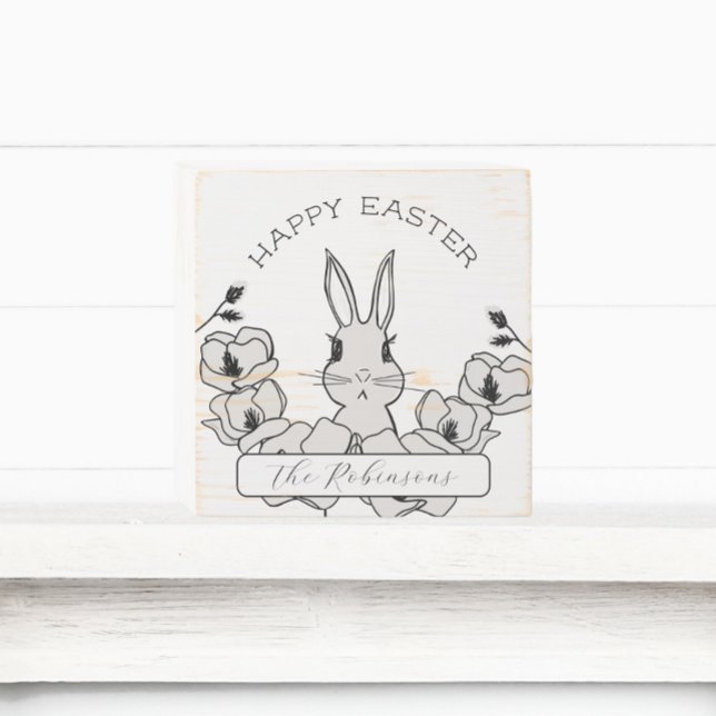 Farmhouse Easter Bunny Magnolia Flower  Wooden Box Sign (Creator Uploaded)
