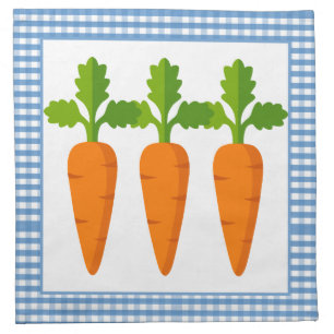 Farmhouse Easter Carrots with Blue Gingham Cloth Napkin