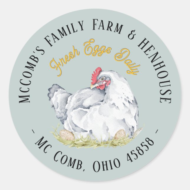 Farmhouse Egg Carton Label Hen with Eggs (Front)