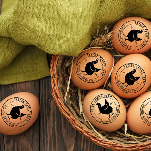 Farmhouse Eggs Family Farm Vintage Round Chicken   Rubber Stamp