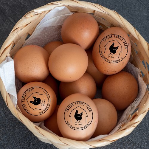 Farmhouse Eggs Family Farm Vintage Round Chicken   Rubber Stamp