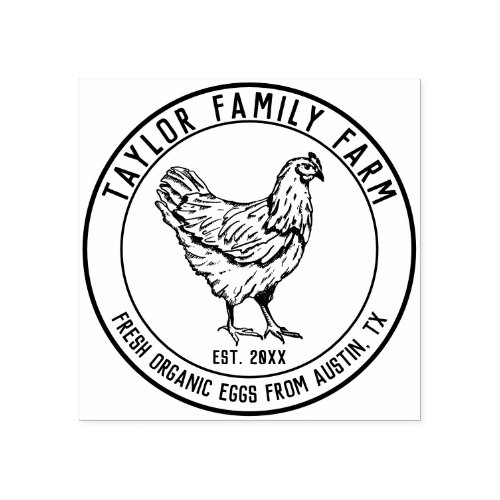 Farmhouse Eggs Family Farm Vintage Round Chicken  Rubber Stamp
