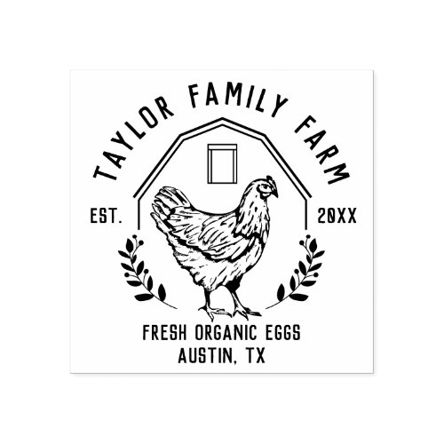 Farmhouse Eggs Family Farm Vintage Rustic Chicken  Rubber Stamp