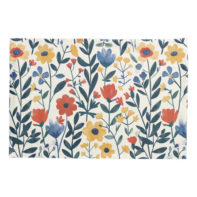 Farmhouse Elegance Whimsical Floral Patchwork Sham (Back-Left)