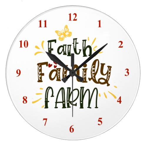 Farmhouse, &quot;Faith Family, Farm&quot; Large Clock