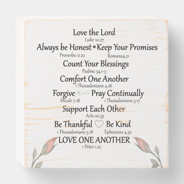 Farmhouse Faith Family Rules Wooden Box Sign (Front Horizontal)