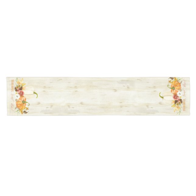 Farmhouse Fall Decor Thankful Grateful Blessed Art Short Table Runner (Horizontal)