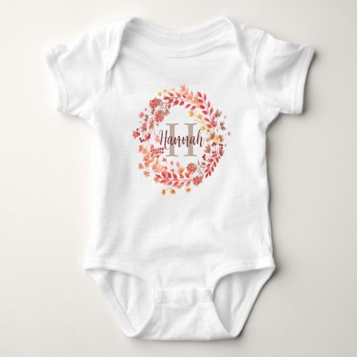 Farmhouse Fall Floral Wreath Signature Baby Bodysuit