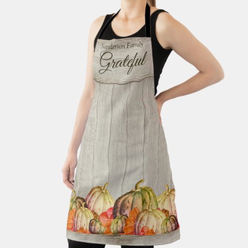 Farmhouse Fall Watercolor Pumpkins Fall Leaves Apron