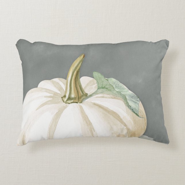 Farmhouse fall white pumpkin accent pillow (Front)