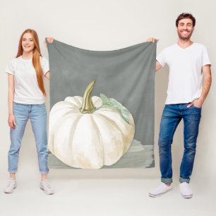 Farmhouse fall white pumpkin fleece blanket