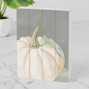 Farmhouse fall white pumpkin wooden box sign