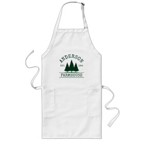 Farmhouse Family Name Forest Green Long Apron