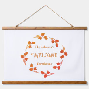 Farmhouse Family Name Welcome Sign Hanging Tapestry