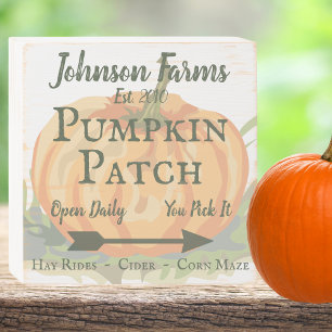 Farmhouse Family Pumpkin Patch Distressed Wooden Box Sign